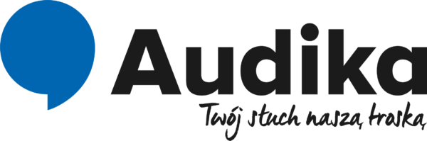 Audika logo + CLAIM - COATED, POWLEKANY